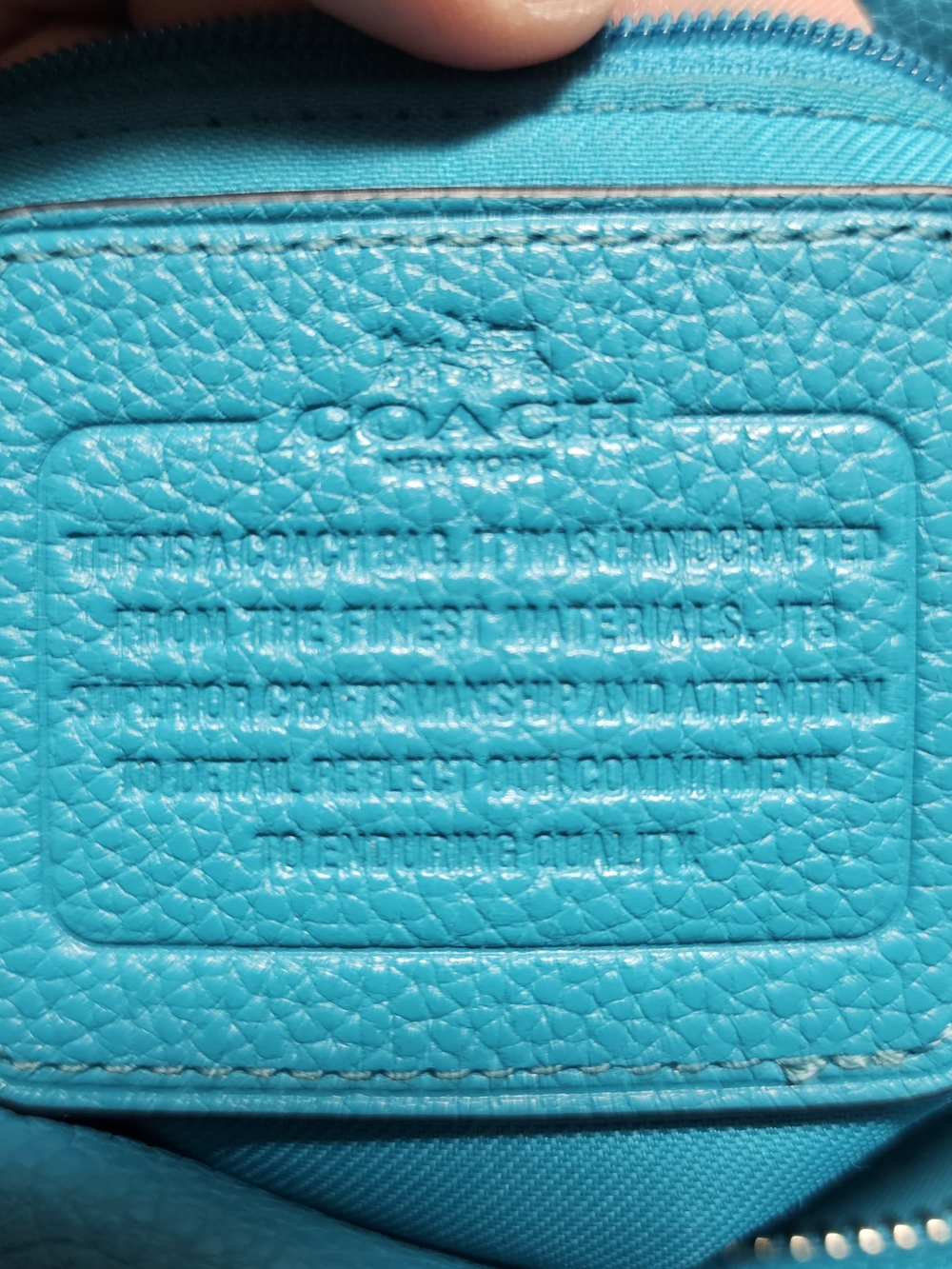 COACH Turquoise Pebbled Leather Satchel Bag Maximalist Luxury Purse Handbag - Picture 5 of 12